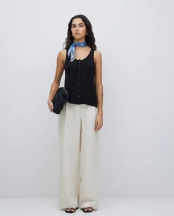 YERSE Bolso handmade rafia y piel negro Fashion