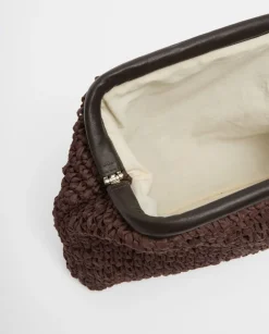 YERSE Bolso handmade rafia y piel chocolate Online