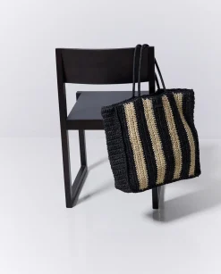 YERSE Bolso shopper rayas crudo y negro Fashion