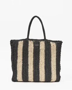 YERSE Bolso shopper rayas crudo y negro Fashion