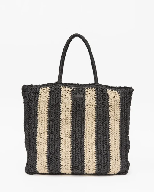 YERSE Bolso shopper rayas crudo y negro Fashion