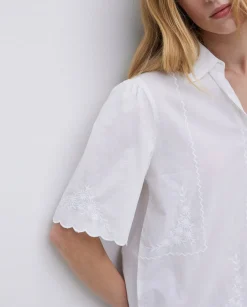YERSE Camisa algodón bordados blanco Outlet