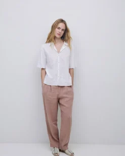 YERSE Camisa algodón bordados blanco Outlet