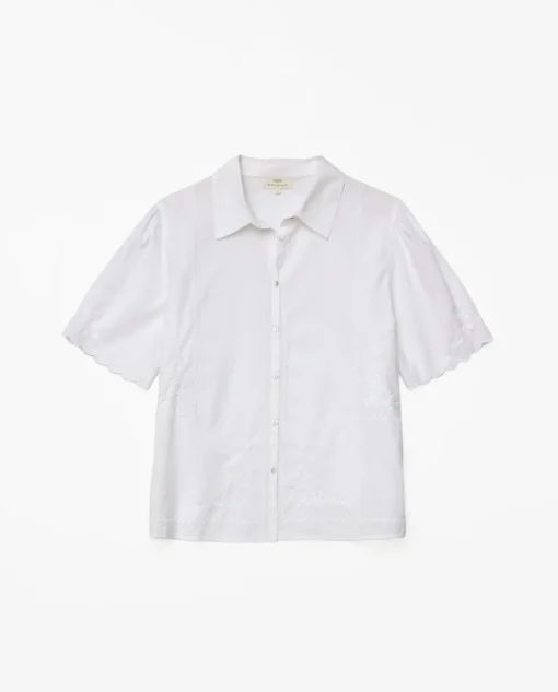 YERSE Camisa algodón bordados blanco Outlet