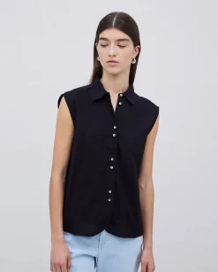 YERSE Camisa bimateria voile negro Online