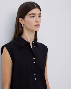 YERSE Camisa bimateria voile negro Online