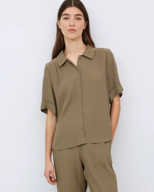 YERSE Camisa Ecovero manga corta caqui Clearance