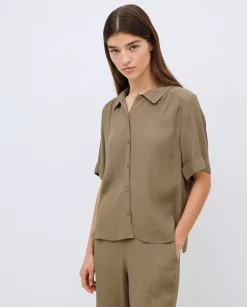 YERSE Camisa Ecovero manga corta caqui Clearance
