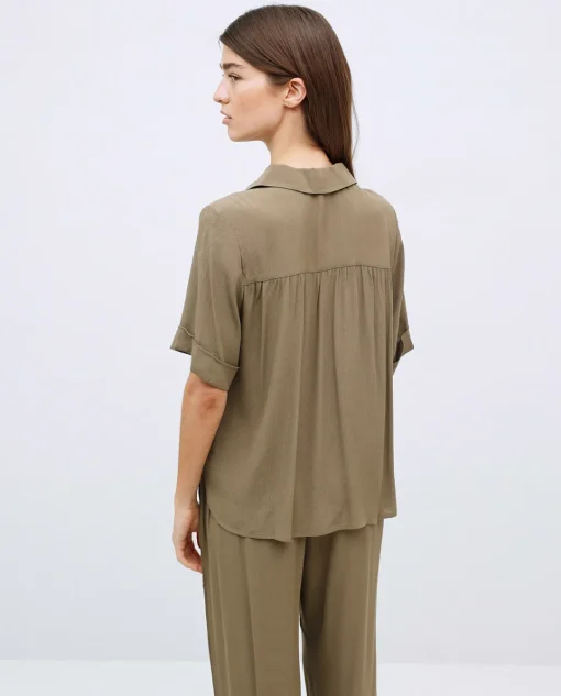 YERSE Camisa Ecovero manga corta caqui Clearance