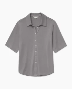 YERSE Camisa fluida manga corta gris Sale
