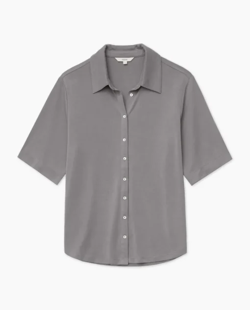 YERSE Camisa fluida manga corta gris Sale