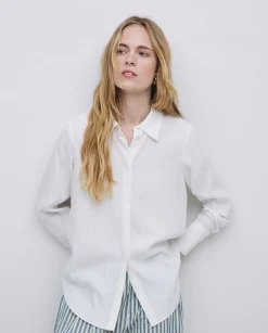YERSE Camisa fluida viscosa blanco Online