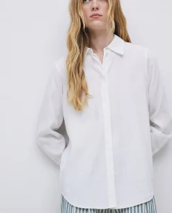 YERSE Camisa fluida viscosa blanco Online