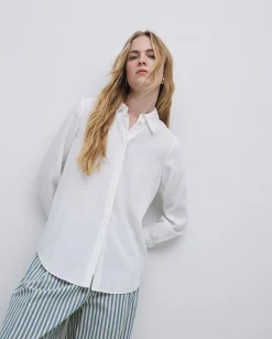 YERSE Camisa fluida viscosa blanco Online