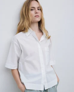 YERSE Camisa manga corta popelín blanco Fashion
