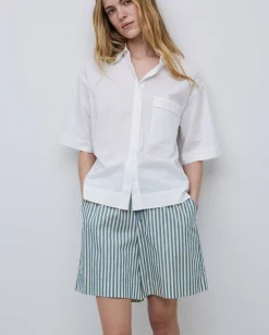YERSE Camisa manga corta popelín blanco Fashion