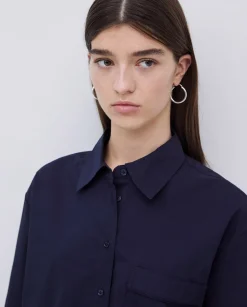 YERSE Camisa manga corta popelín azul oscuro New