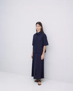 YERSE Camisa manga corta popelín azul oscuro New