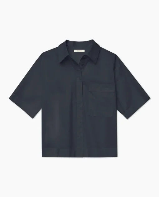 YERSE Camisa manga corta popelín azul oscuro New
