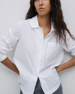 YERSE Camisa popelín algodón orgánico blanco Clearance