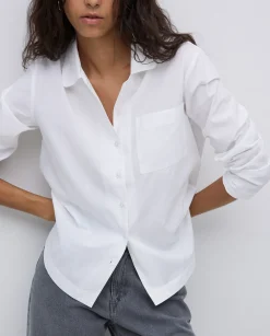 YERSE Camisa popelín algodón orgánico blanco Clearance