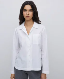 YERSE Camisa popelín algodón orgánico blanco Clearance