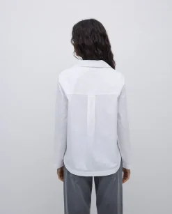 YERSE Camisa popelín algodón orgánico blanco Clearance