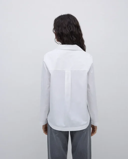 YERSE Camisa popelín algodón orgánico blanco Clearance