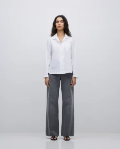 YERSE Camisa popelín algodón orgánico blanco Clearance