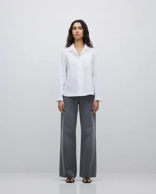 YERSE Camisa popelín algodón orgánico blanco Clearance