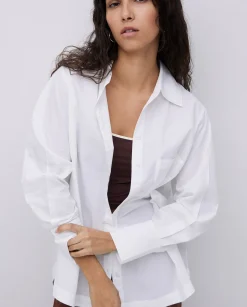 YERSE Camisa popelín lisa blanco Best