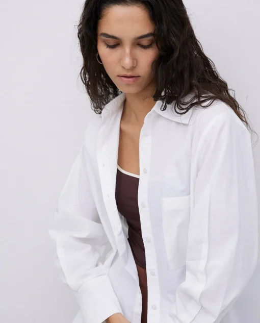 YERSE Camisa popelín lisa blanco Best