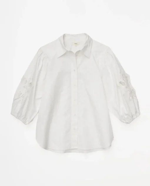 YERSE Camisa popelín puntillas blanco Sale