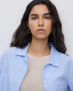 YERSE Camisa popelín rayas azul Hot