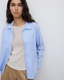 YERSE Camisa popelín rayas azul Hot