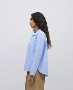 YERSE Camisa popelín rayas azul Hot