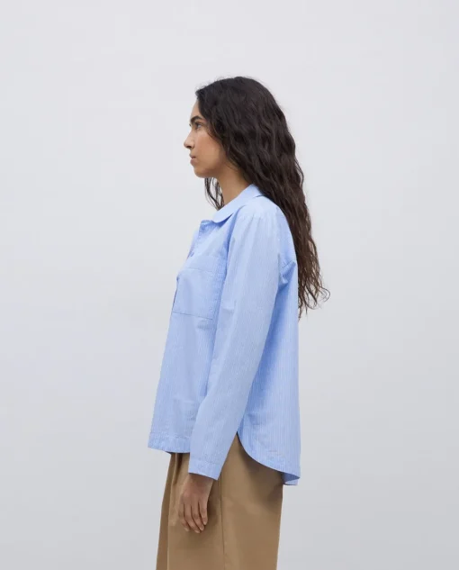 YERSE Camisa popelín rayas azul Hot