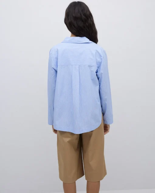 YERSE Camisa popelín rayas azul Hot