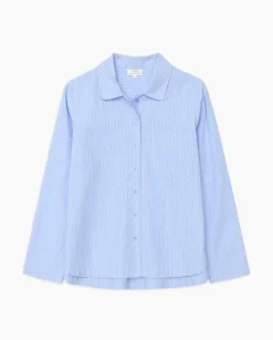 YERSE Camisa popelín rayas azul Hot