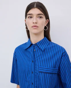 YERSE Camisa popelín rayas azul oscuro Hot