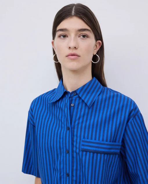 YERSE Camisa popelín rayas azul oscuro Hot