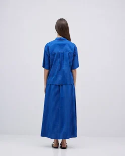 YERSE Camisa popelín rayas azul oscuro Hot