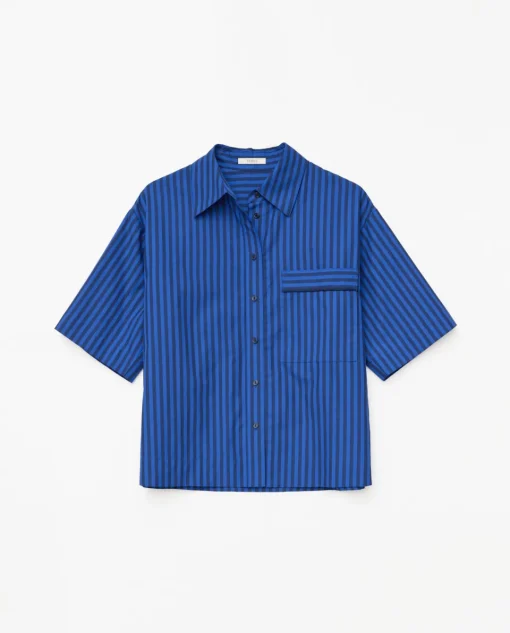 YERSE Camisa popelín rayas azul oscuro Hot