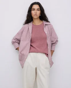 YERSE Camisa popelín rayas grante Sale