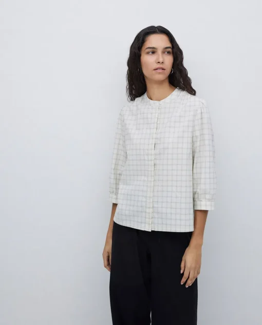 YERSE Camisa tres cuartos cuadros crudo Best