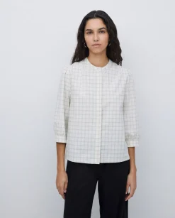 YERSE Camisa tres cuartos cuadros crudo Best