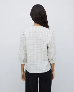 YERSE Camisa tres cuartos cuadros crudo Best