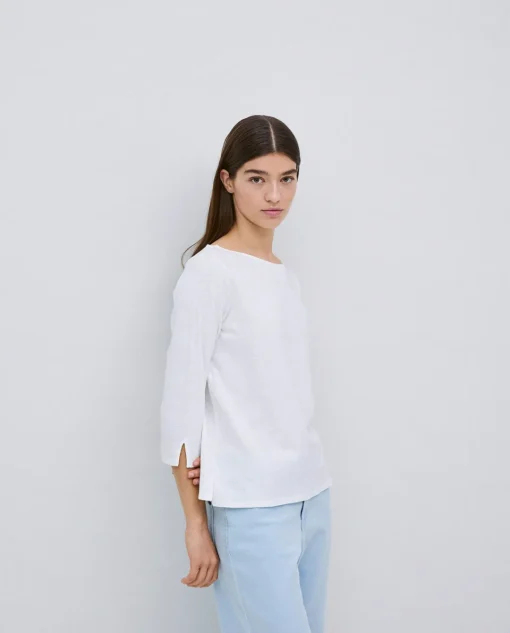 YERSE Camiseta 3/4 algodón flamé blanco Online