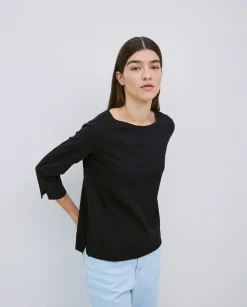 YERSE Camiseta 3/4 algodón flamé negro Best