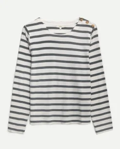 YERSE Camiseta 100% algodón rayas antracita New